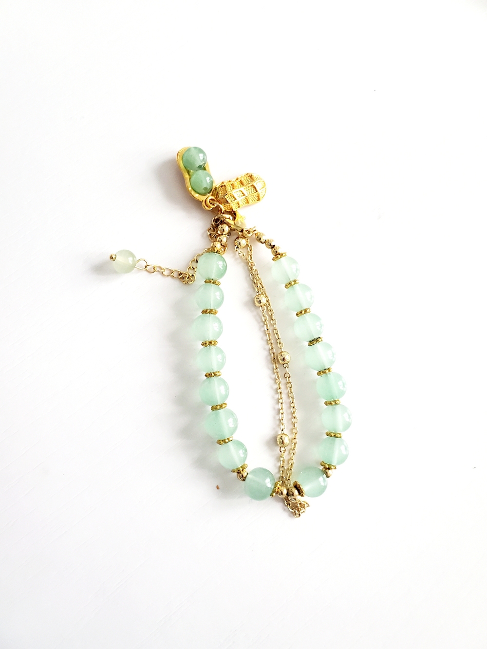 Gold & Mint Green Beaded Multi-Strand Bracelet - Women Jewelry